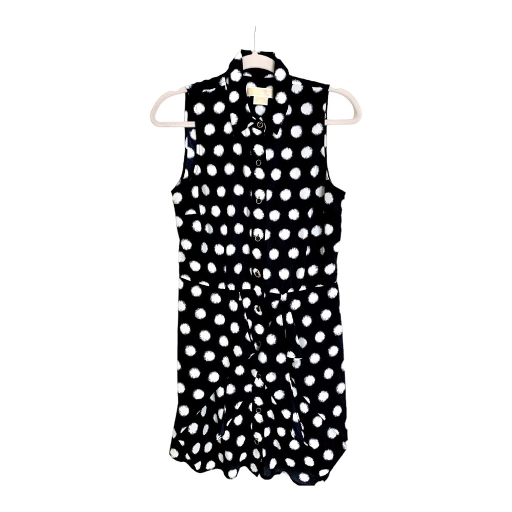 Michael Kors Women’s Shirt Dress Sleeveless Polka Dot Black White Size 10P